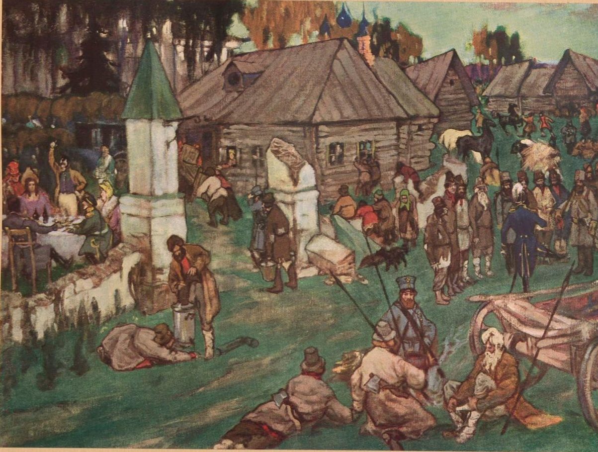 старинная иллюстрация деревни