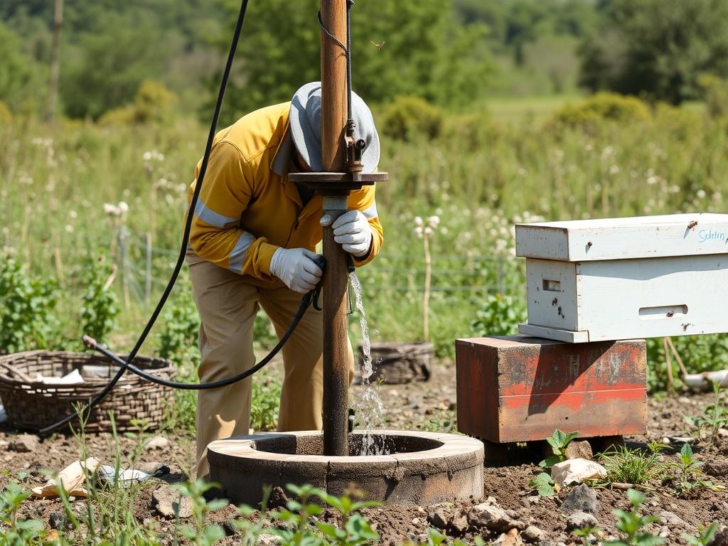 drilling a water well for an apiaryфото